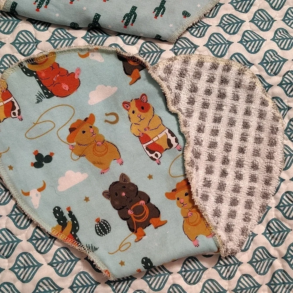 Set Of 4 Burp Clothes Western Cowboy Mouse And Cactus